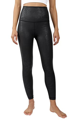 90 Degree By Reflex - Vintage Lux Faux Leather Super High Waist Ankle Legging - Cracked Black - XS | Amazon (US)