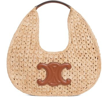 Celine classic panier hobo bag  in raffia and calfskin | 24S US