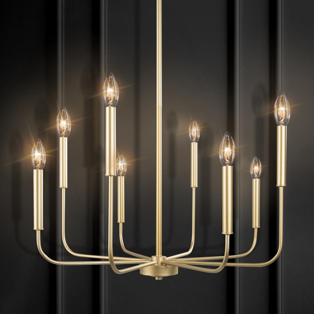 LNC Lill 8-Light Modern Classic Chandelier Brass Gold Transitional Farmhouse Island Candlestick Chan | The Home Depot