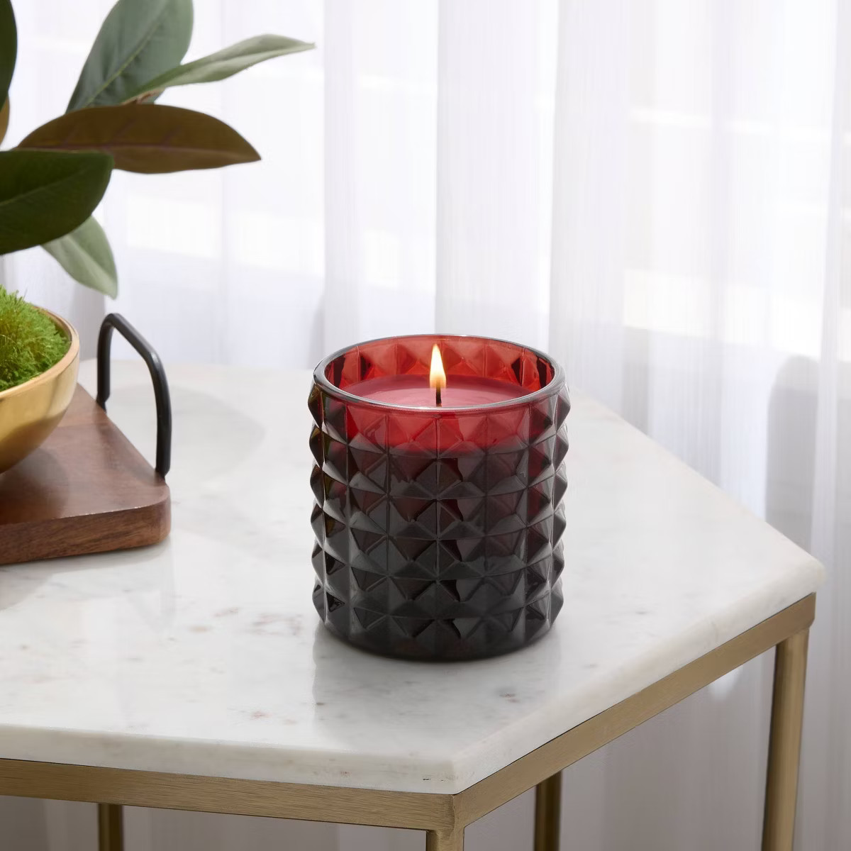 Chunky Studded Ombre Glass Dahlia Molasses Jar Candle Black 10oz - Threshold™ | Target