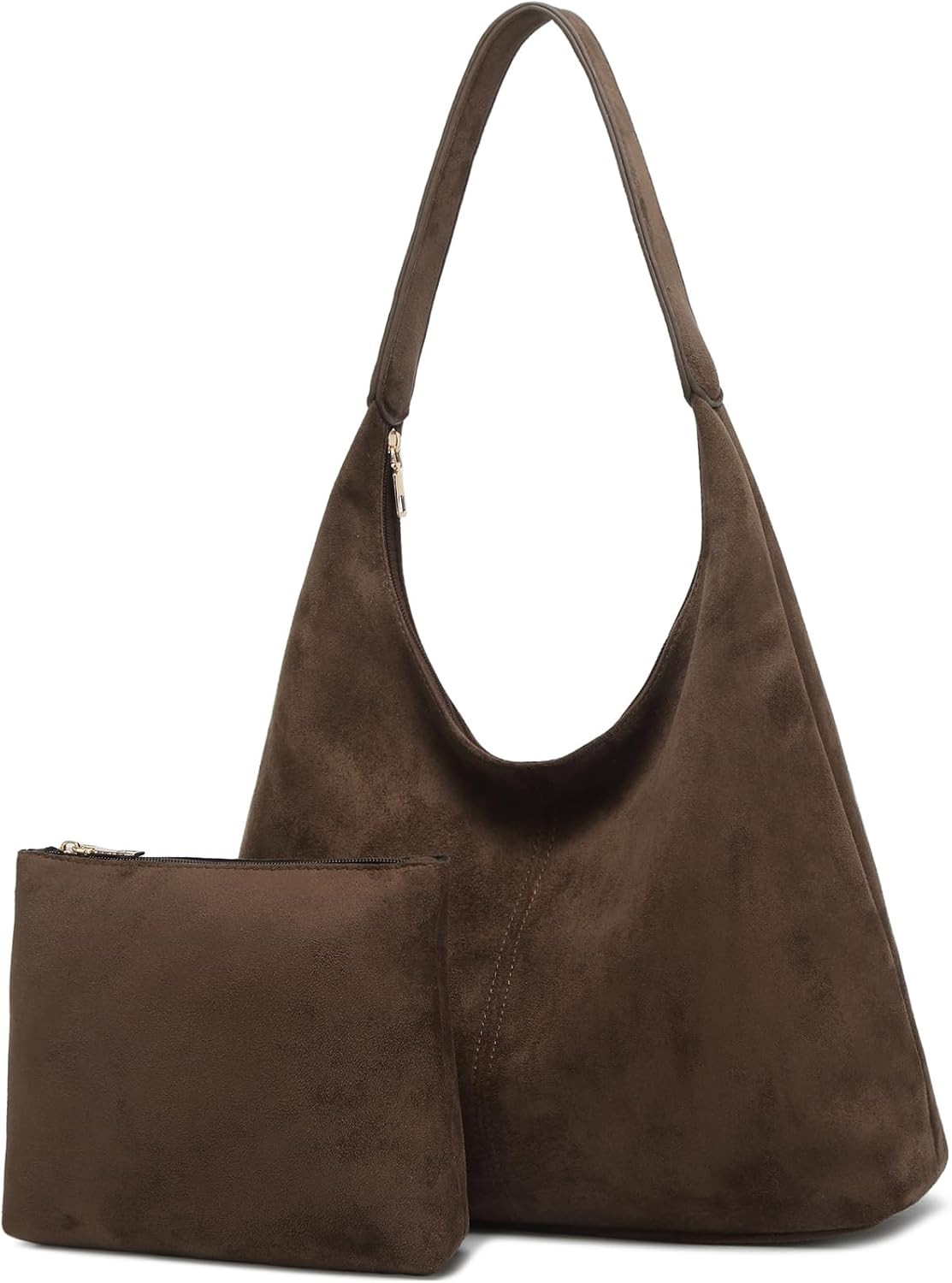Slouchy Suede Hobo bag for Women Casual Shoulder Bag Soft Cresent Tote Purse Handbag Work Travel | Amazon (US)
