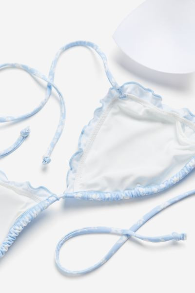 Padded Triangle Bikini Top - Light blue/floral - Ladies | H&M US | H&M (US + CA)