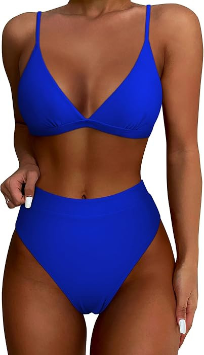 SUUKSESS Women High Waisted Bikini Set Sexy Triangle Two Piece Swimsuits | Amazon (US)