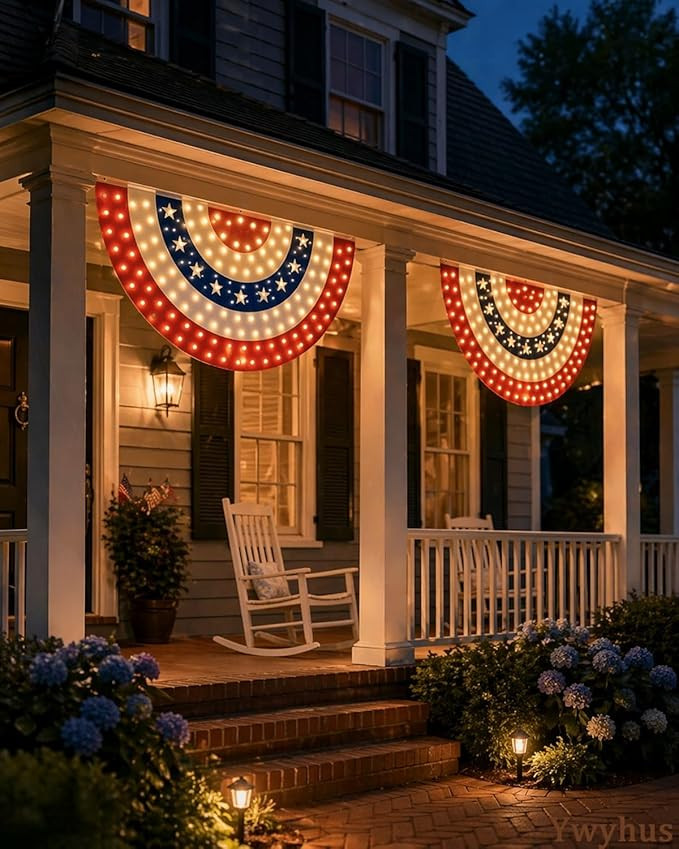 3 X 6 Ft LED Patriotic Bunting Banner for America's 250th, Half Fan American Flag for 4th of July... | Amazon (US)