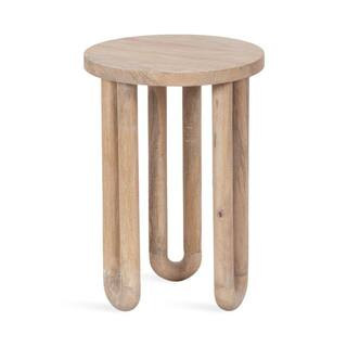 Kenzo 14 in. Natural Round Wood End Table | The Home Depot