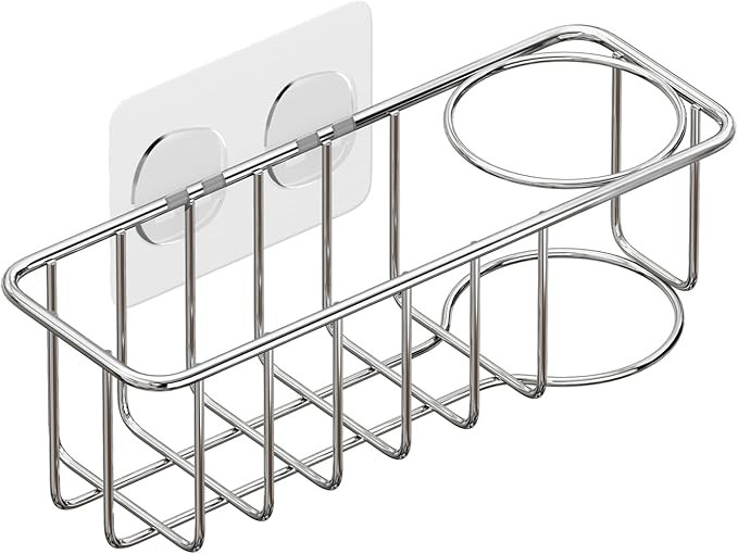 Adhesive Sponge Holder + Brush Holder, 3-in-1 Sink Caddy, SUS304 Stainless Steel Rust Proof Water... | Amazon (US)