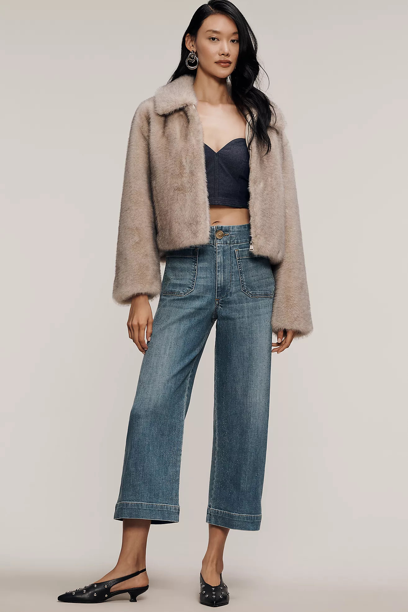 The Colette Sparkle Crop High-Rise Wide-Leg Jeans by Maeve | Anthropologie (US)