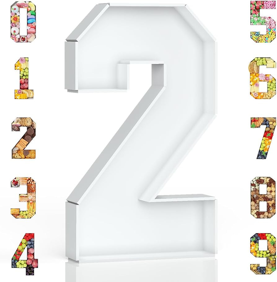 Cardboard Number for Charcuterie, 13.7" Cardboard Number 2 Fillable Number for Food Paper Mache N... | Amazon (US)