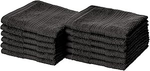 Amazon Basics Fade Resistant Cotton Washcloth, Black - Pack of 12 | Amazon (US)