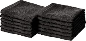 Amazon Basics Fade Resistant Cotton Washcloth, Black - Pack of 12 | Amazon (US)