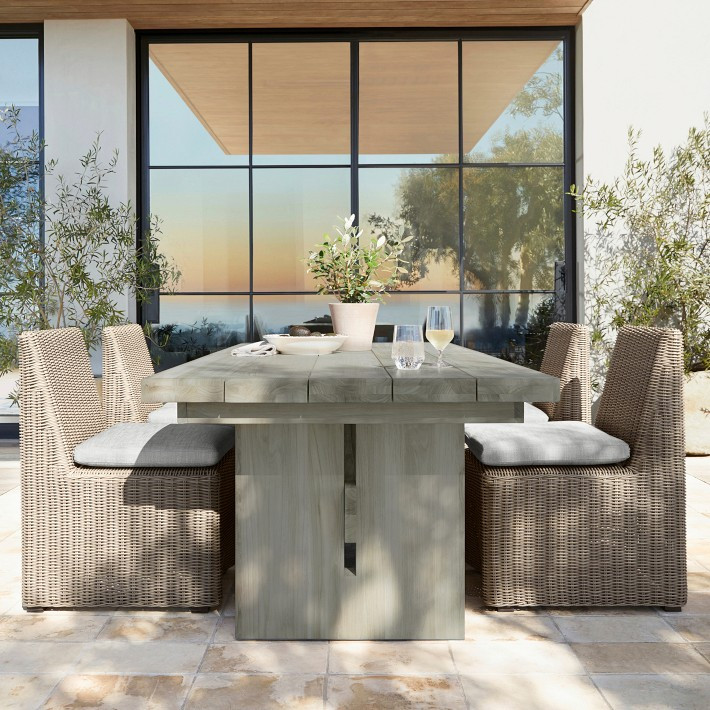 San Clemente Outdoor Grey Teak Rectangular Dining Table | Williams-Sonoma