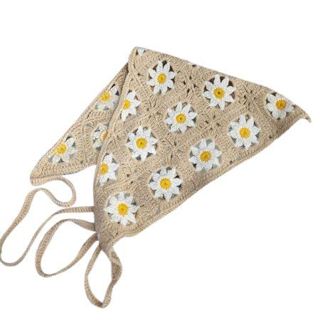 YEUHTLL Triangle Bandana Turban Crochet Hair Scarf Daisy Flower Hairband Knitted Headband for Women  | Walmart (US)