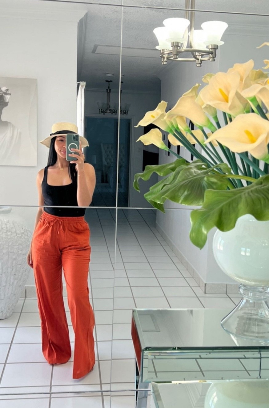 ✨Outfit from Prettylittlething✨
✨Here's inspiration for those Summer weekends ✨
Black Basic Slinky Scoop Neck Bodysuit pair with this Rust Linen Look Elastcated Waist Detail Trousers, Straw Summer Hat and Black Croc PU Strap Over Flat Sandals. My sizes for reference:
bodysuit size 6 UK | pants size 8 UK | Sandals size: 8

Spring Outfit, Vacation Outfit, Travel Outfit

#LTKfindsunder50 #LTKstyletip 

#LTKSeasonal #LTKOver40 #LTKStyleTip
