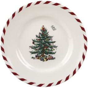 Spode Christmas Tree Canape Plates - Set of 4 | Peppermint Design, Holiday Appetizer Plate | Chri... | Amazon (US)