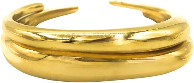 Ubuntu Life Chunky Cuff Bracelet Set – Brass Wrist Cuff Bracelet, Gold Bangle Bracelets for Wom... | Amazon (US)