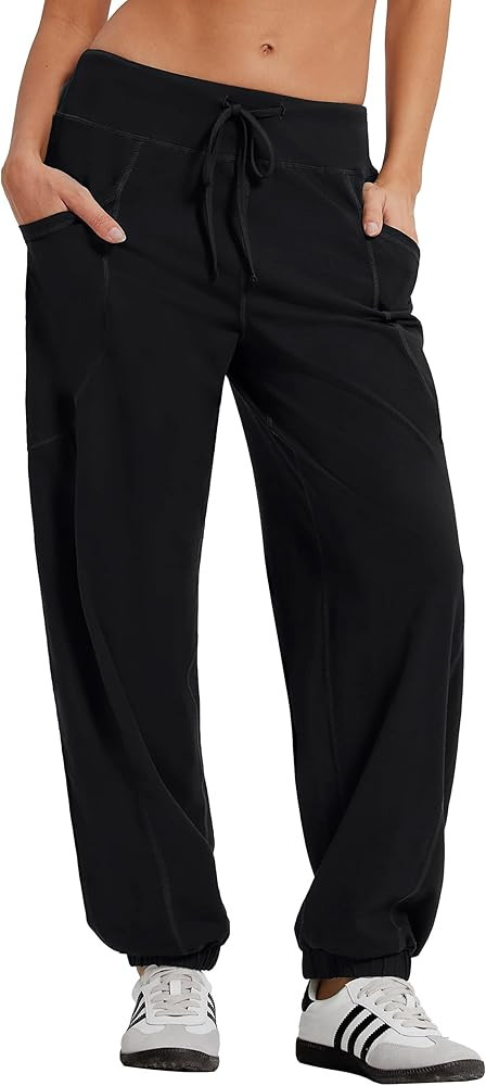 MOOSLOVER Women Baggy Jogger Pants Drawstring Mid Waist Athletic Casual Pant Comfy Cotton Lightwe... | Amazon (US)