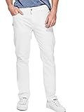 GUESS Men's Mid Rise Slim Fit Tapered Leg Jean, Optic White Wash, 30W X 30L | Amazon (US)