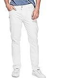 GUESS Men's Mid Rise Slim Fit Tapered Leg Jean, Optic White Wash, 30W X 30L | Amazon (US)