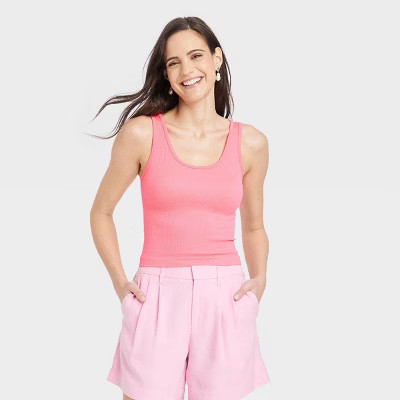 Women's Seamless Slim Fit Tank Top - A New Day™ Coral M | Target