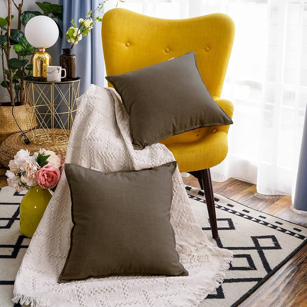 Jeanerlor Set of 2 Decorative 26"x26" Cotton Linen Chair Throw Pillow Case Green for Sofa Durable... | Amazon (US)