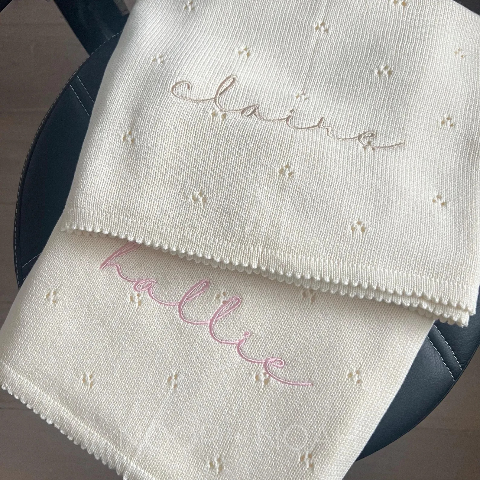 Personalized Knit Baby Blanket: Pointelle Swaddle, Newborn Gift, Baby Announcement, Baby Shower, ... | Etsy (Global)