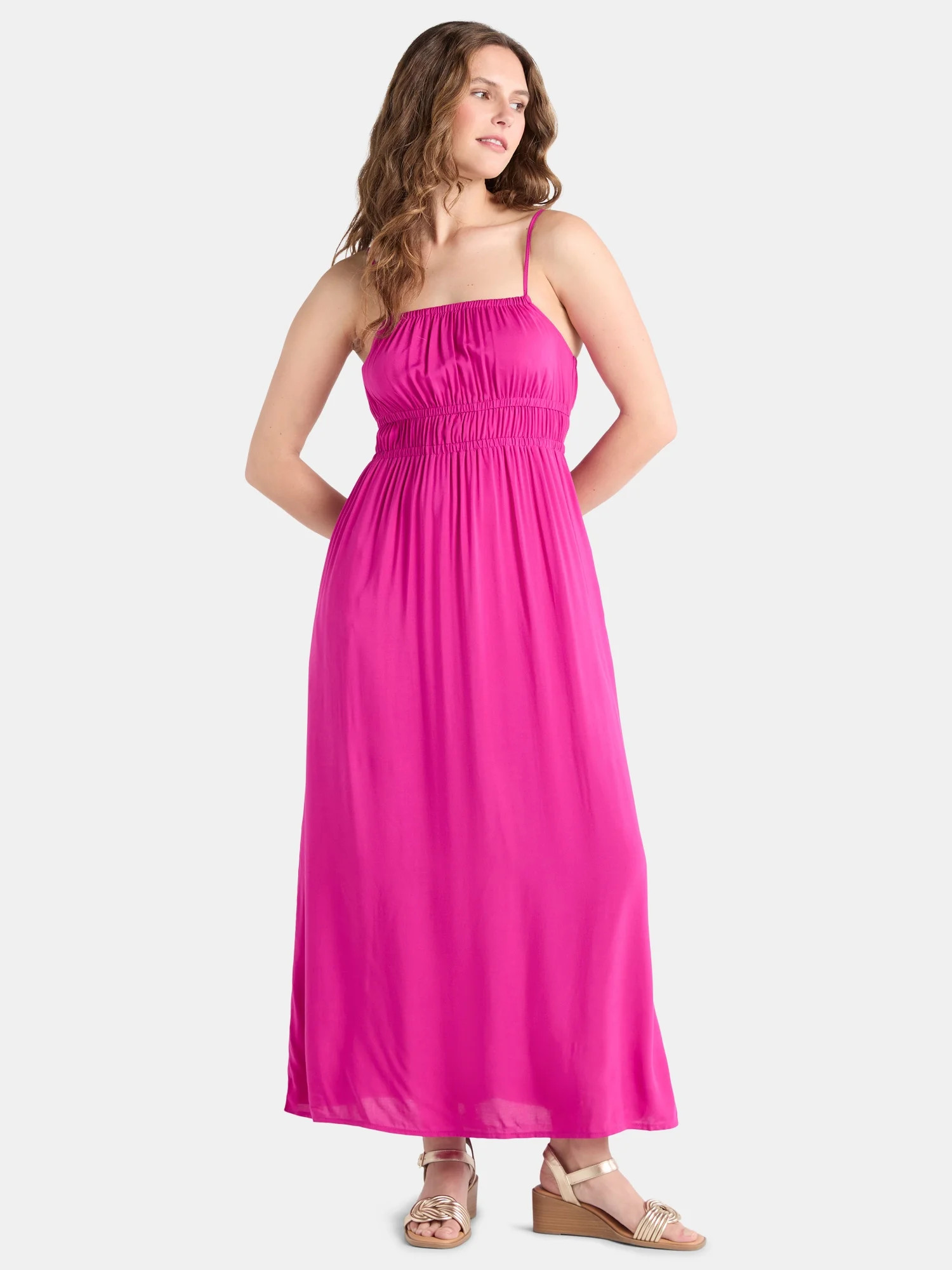 Time and Tru Women's and Women's Plus Smocked Waist Maxi Dress, Sizes XS-4X | Walmart (US)