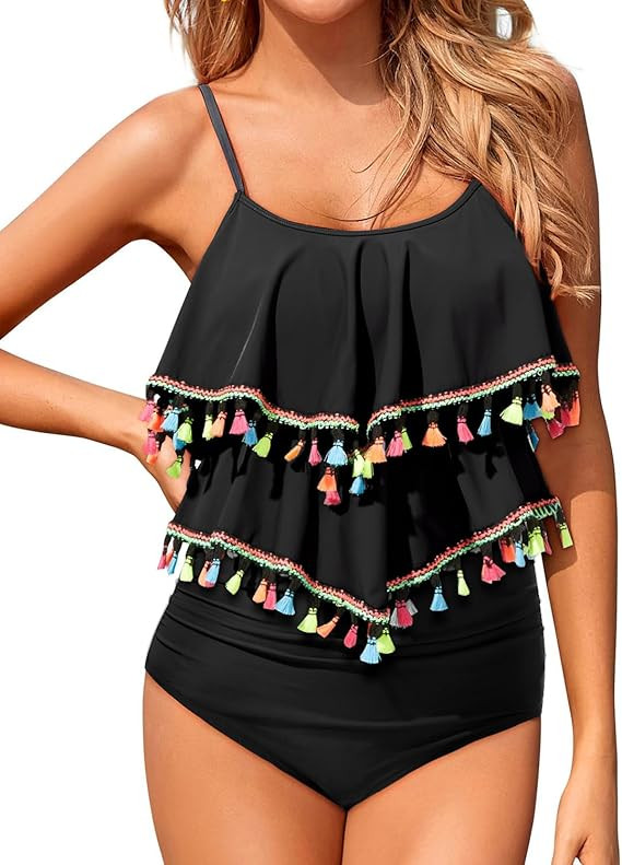 Holipick High Waisted Tankini Swimsuits for Women Ruffle Tops with Tummy Control Bottom Two Piece... | Amazon (US)