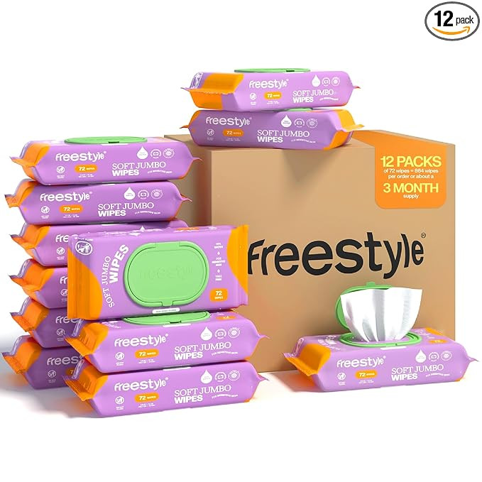 Freestyle Soft Jumbo Baby Wipes, Hypoallergenic and Unscented, Water-Based Wet Wipes for Babies, ... | Amazon (US)