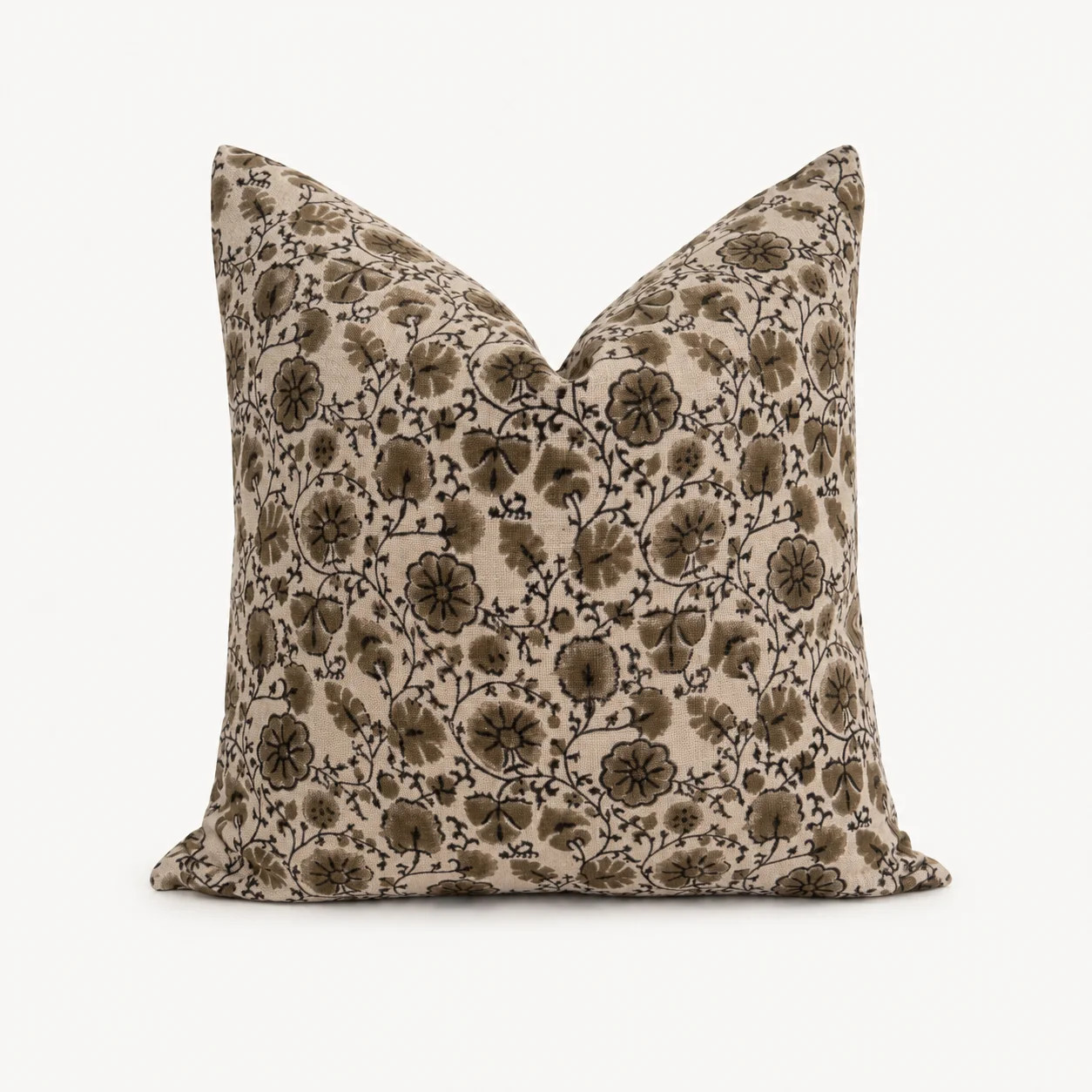 Elm Floral Pillow Cover | Nutmeg Block Print Linen | Danielle Oakey Interiors INC