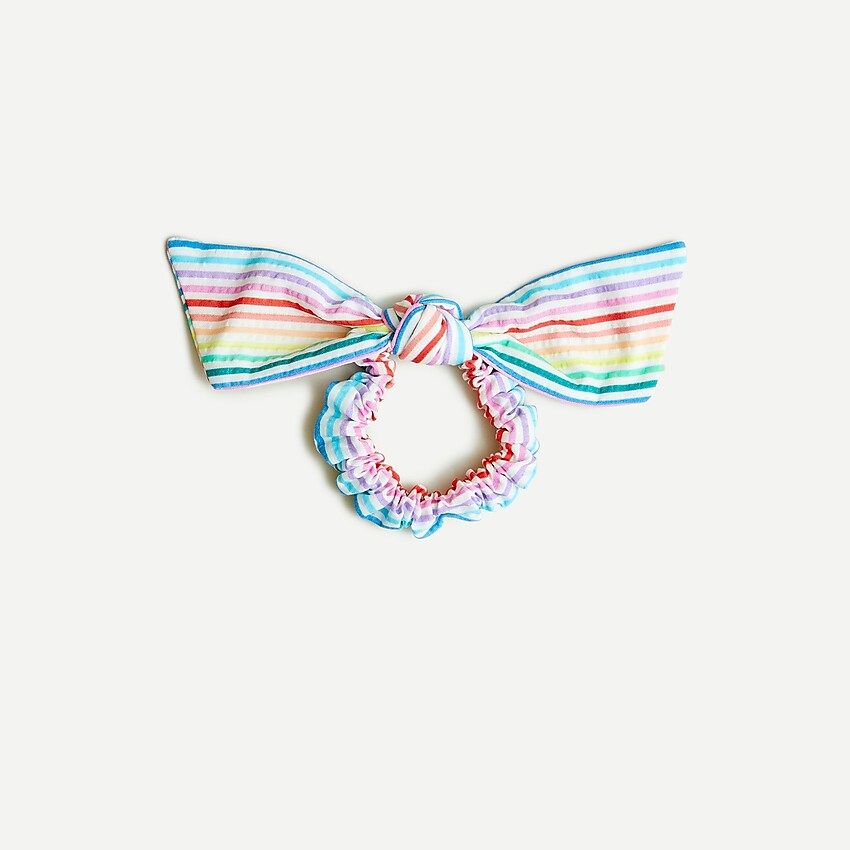 Bow scrunchie in rainbow seersucker | J.Crew US