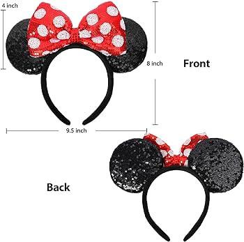 UNSPAZ Mouse Ears Headbands, Sequin Mouse Ears for Women Girls Boys, Shiny Bow Headband for Cospl... | Amazon (US)