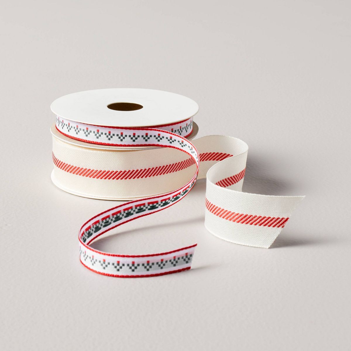 2ct Mixed Pattern Christmas Gift Ribbon Red/Cream/Green 42ft - Hearth & Hand™ with Magnolia | Target