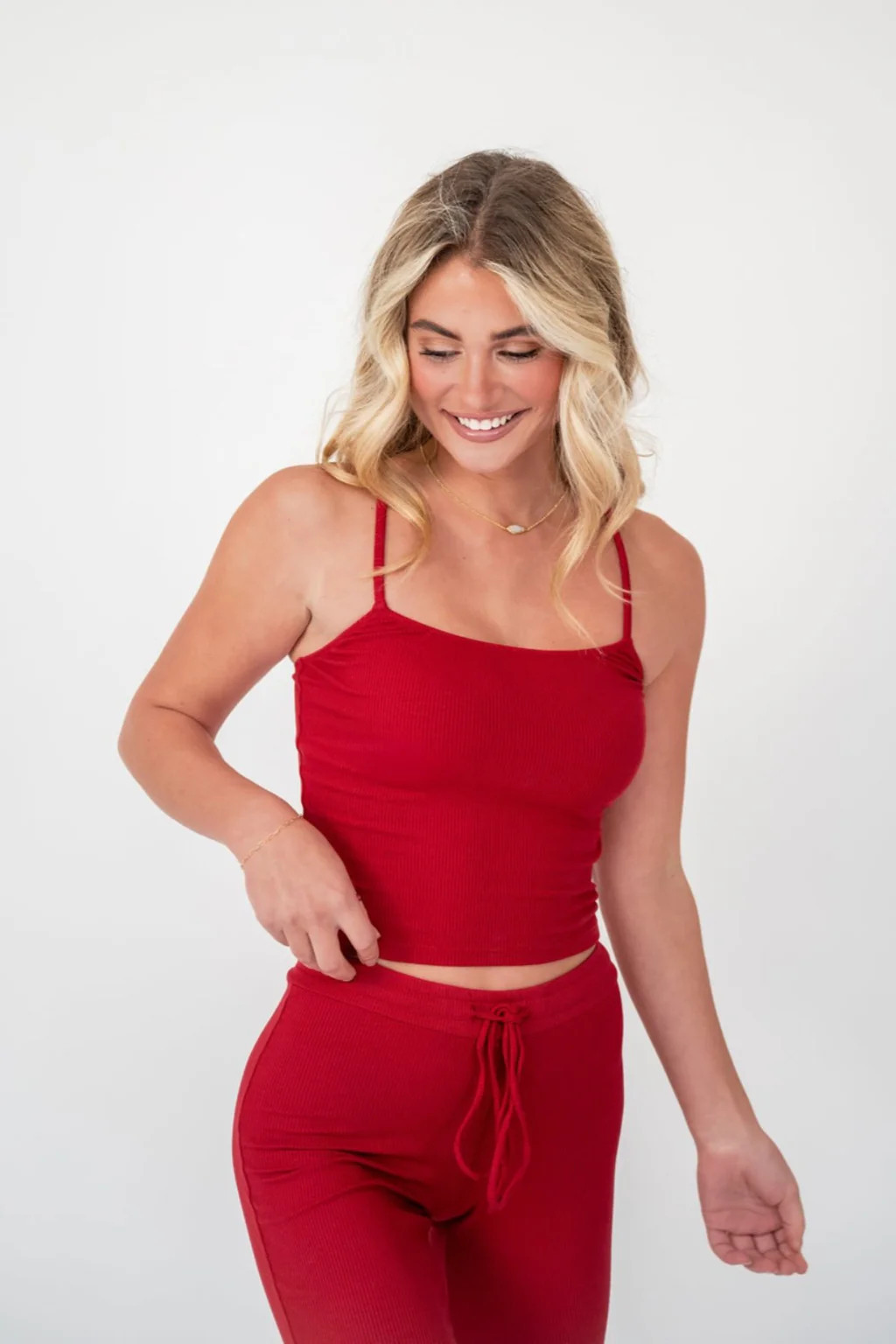 RED RIBBED CAMI TANK | Kittenish