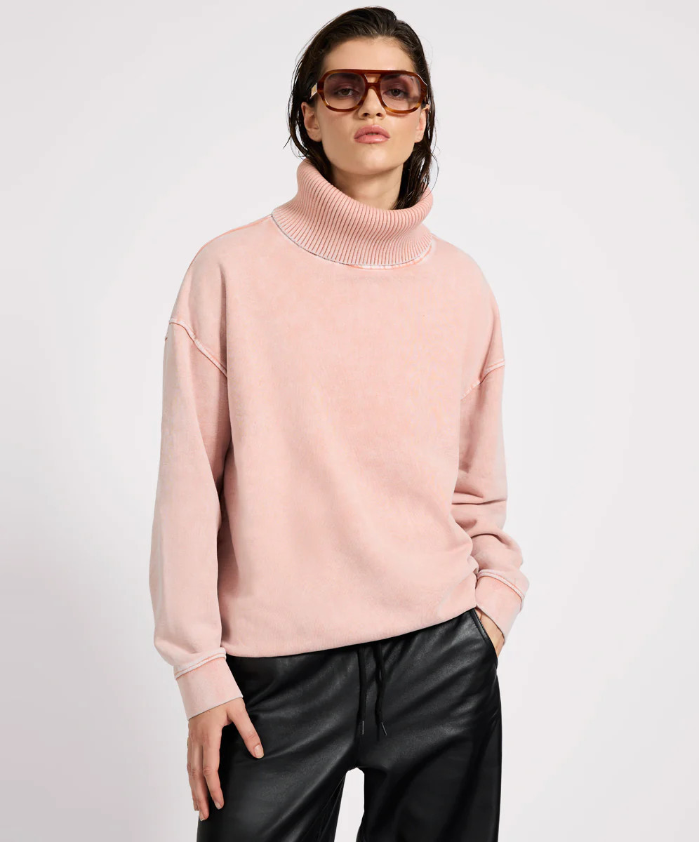 One Teaspoon Fleece Roll Neck Sweater - Blush Pink | OneTeaspoon