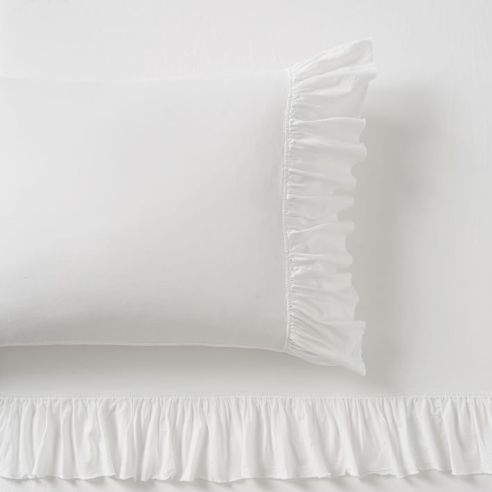Washed Cotton Ruffle Organic Sheet Set | Pottery Barn Teen