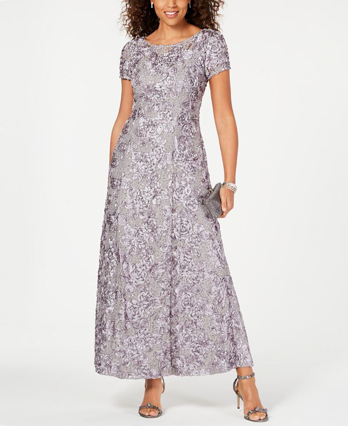 Alex Evenings Rosette A-Line Gown & Reviews - Dresses - Women - Macy's | Macys (US)