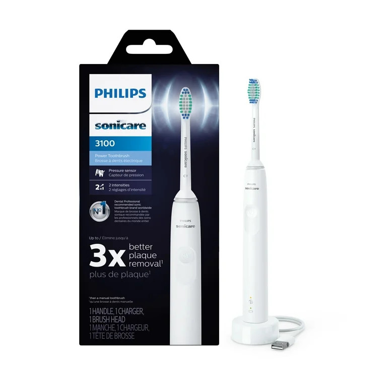 Philips Sonicare 3100 Power Toothbrush, Rechargeable Electric Toothbrush with Pressure Sensor, Wh... | Walmart (US)