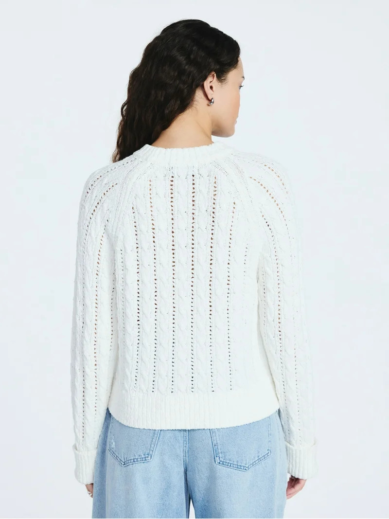 Scoop Women's and Women's Plus Cable Knit Raglan Sweater, Midweight, Sizes XS-XXL | Walmart (US)