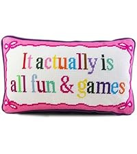 FURBISH Needlepoint Decorative Throw Pillow - Fun and Games - 9"x15" - Small Embroidered Designer... | Amazon (US)