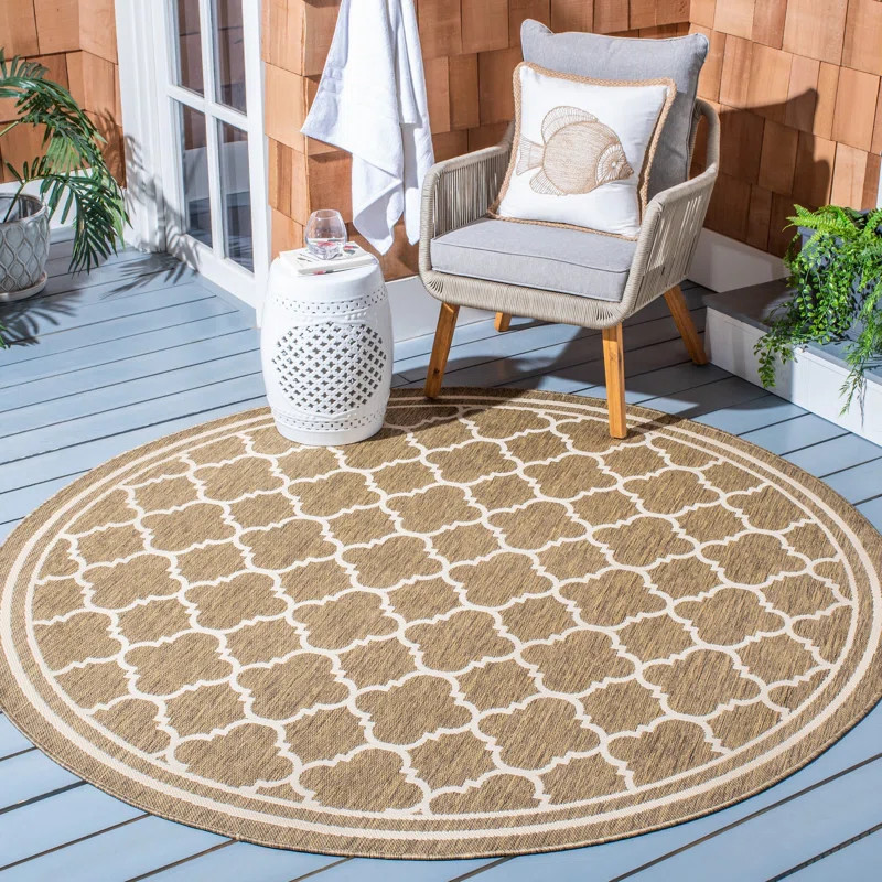 Arneshia Geometric Brown/Bone Indoor/Outdoor Area Rug | Wayfair North America