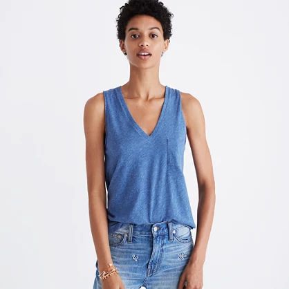 Whisper Cotton V-Neck Pocket Tank | Madewell