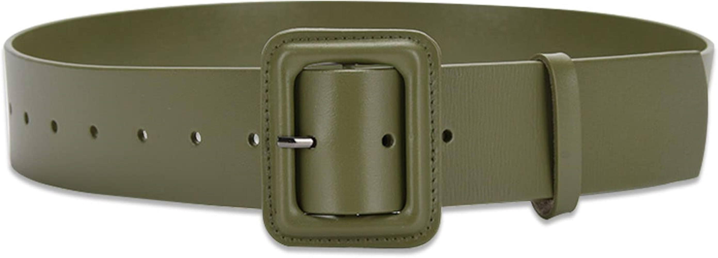 Women Wide Leather Belt Classic Solid Color Large Square Buckle Retro Cinch Belt High Waist Belt ... | Amazon (US)