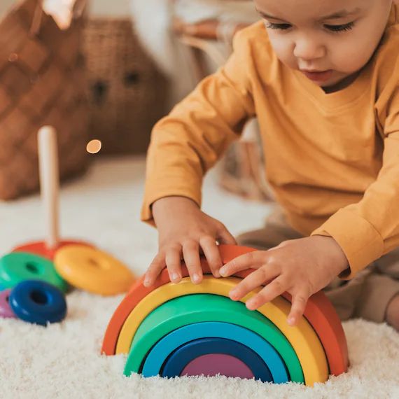 Personalized Pyramid Toy Stacking Rainbow Montessori Toys - Etsy | Etsy (US)