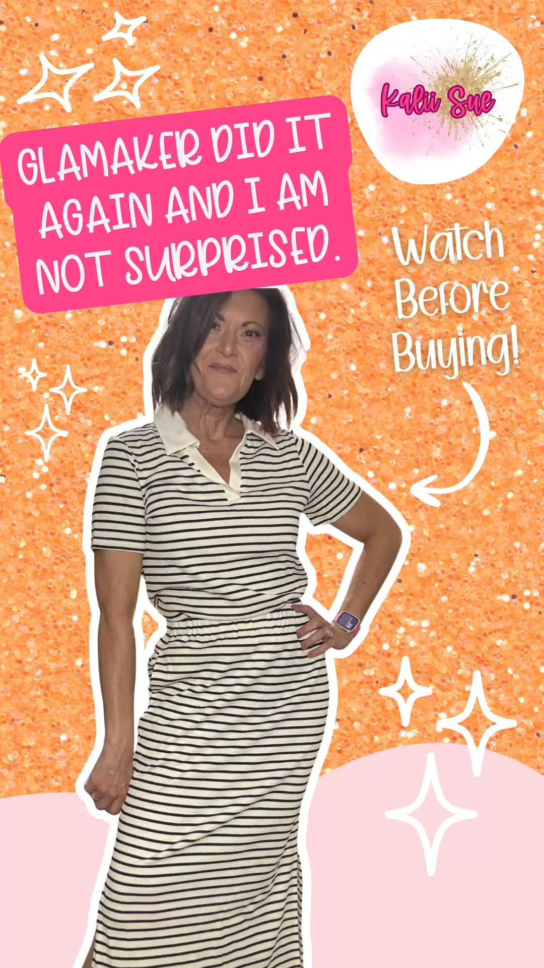 Glamaker keeps showing up and I keep buying it — and this knit skirt set is exactly why. The khaki stripe two piece set is giving effortless summer style from the first wear. We are talking a polo V neck short sleeve top paired with a high waisted maxi skirt with a split hem, elastic waist, and two pockets. The knit fabric is lightweight, soft, and has just enough stretch to be comfortable all day without losing its shape.

What I love most about this set is the versatility — you can absolutely wear it as a matching set for brunch, a holiday, church, a night out, or a photoshoot, but you can also break it apart and style each piece separately with other things in your closet. The top works with denim. The skirt works with a basic tee or a tank. That is two pieces doing the work of a full wardrobe refresh right there.

It comes in several colors so if khaki stripe isn't your vibe there is absolutely something in the lineup for you. Fits true to size and the quality is genuinely impressive for the price point. 

 #set #outfit #amazonfind 

#LTKOver40 #LTKootd #LTKWorkwear