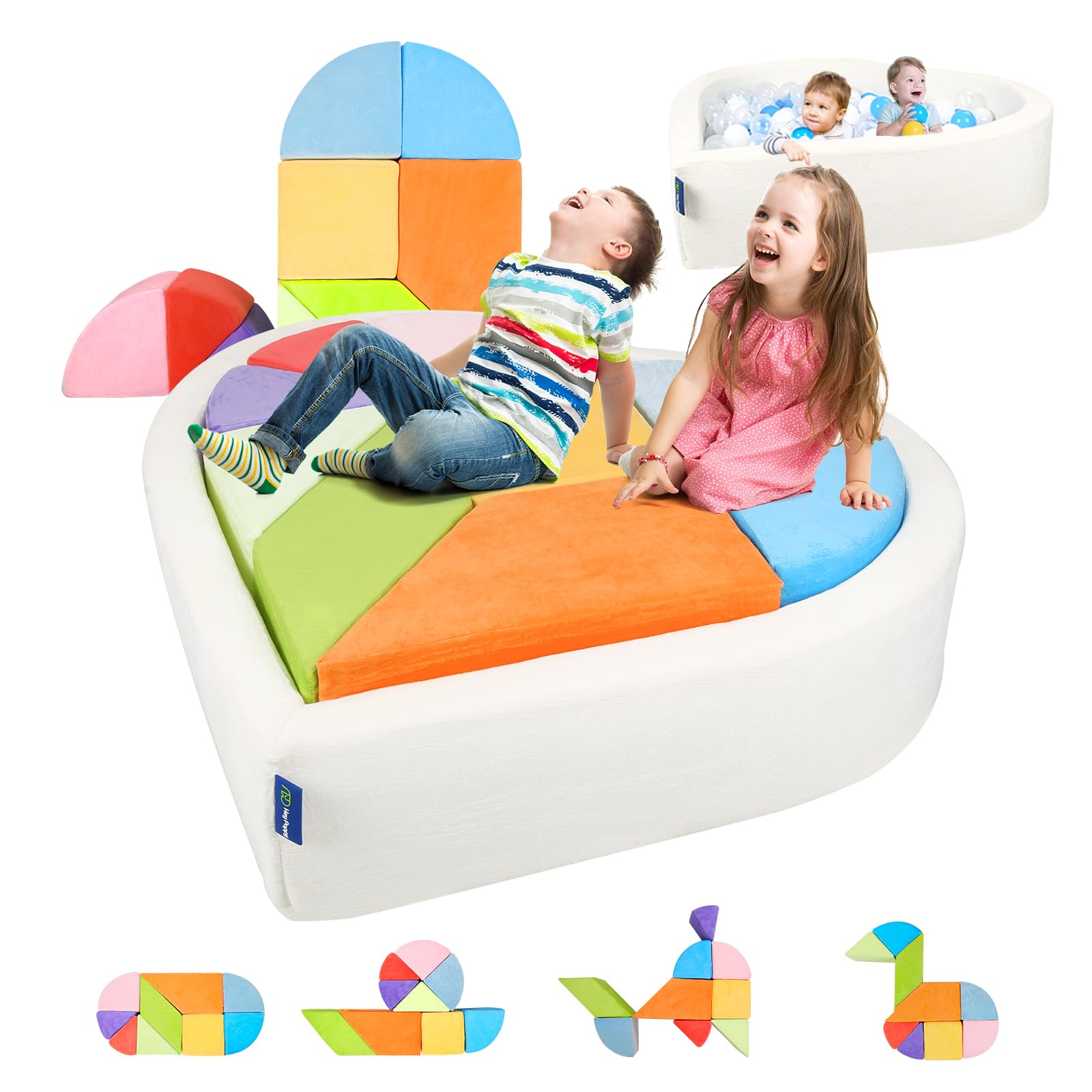 Kids Play Couch, 2-in-1 Heart-Shape Kids Plays Sofa with Unique Ball Pit(no Balls Included), Tang... | Amazon (US)
