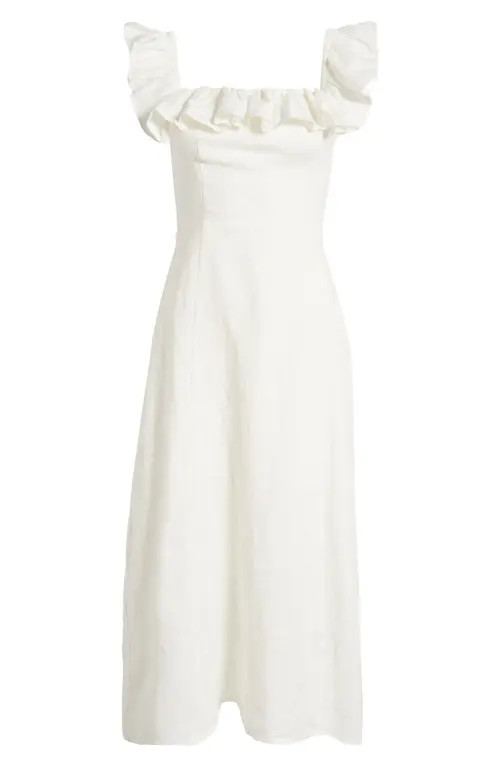 & Other Stories Ruffle Linen Dress in White at Nordstrom, Size 12 | Nordstrom