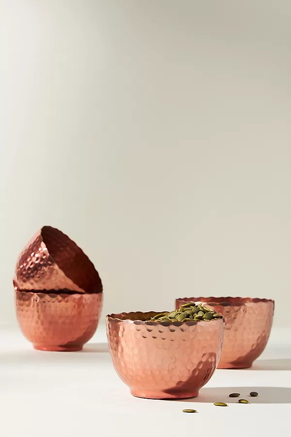 Hammered Copper Storage Bowls, Set of 4 By Anthropologie in Brown | Anthropologie (US)