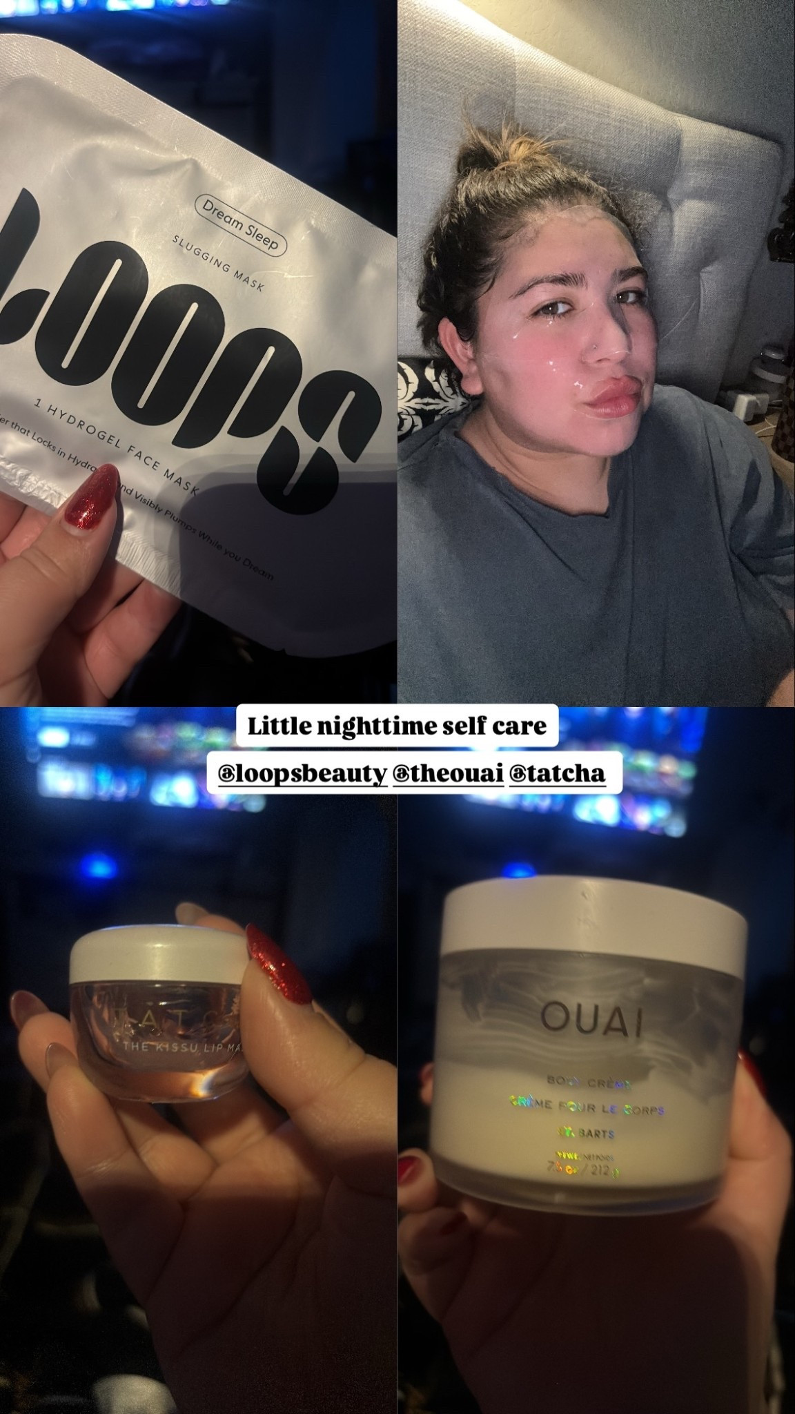 Little nighttime self care @loopsbeauty @theouai @tatcha