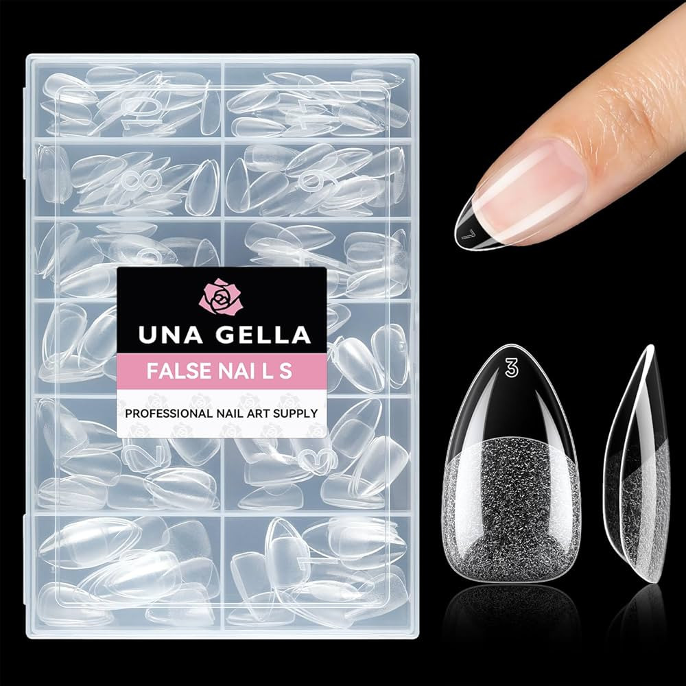 UNA GELLA Short Almond Fake Nails 216pcs Pre-shape Gel Acrylic Nail Tips for Full Cover Nail Exte... | Amazon (US)