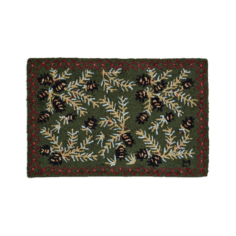 Pine Cone Hand-Hooked Wool Rug, 24" x 36" | Plow & Hearth